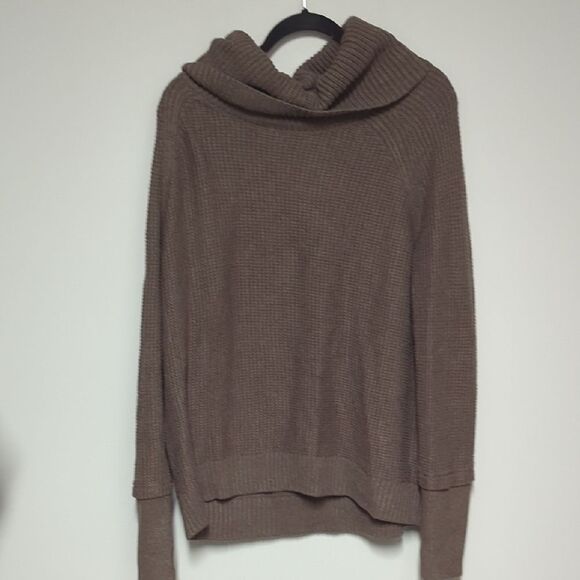 Market & Spruce Brown Cowl Neck Sweater with Relaxed Fit - Picture 4 of 6